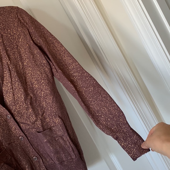 NWT LOFT Gold Sparkle Cardigan Sweater - Picture 6 of 15